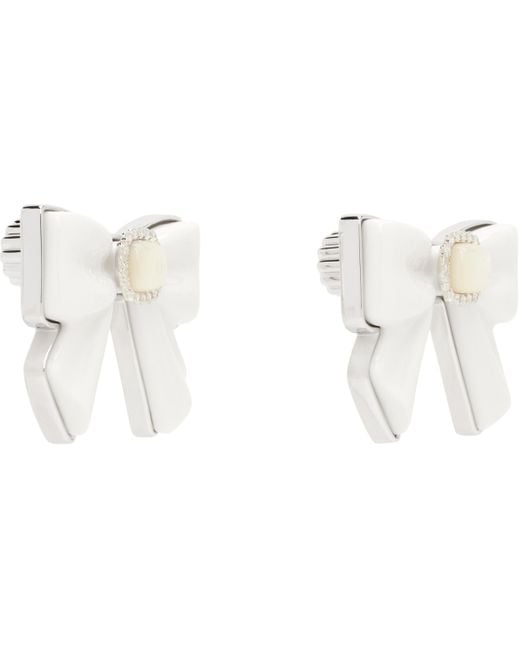 ShuShu/Tong Black Yvmin Edition Ceramics Bowknot Nacre Earrings