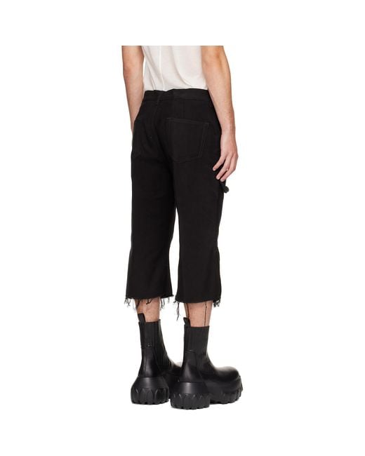 Rick Owens Black Tower Bolan Cutoff Cargo Pants for men