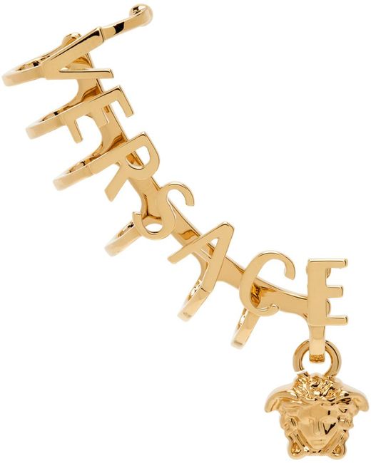 Versace Metallic Gold Medusa Logo Single Cuff Earring