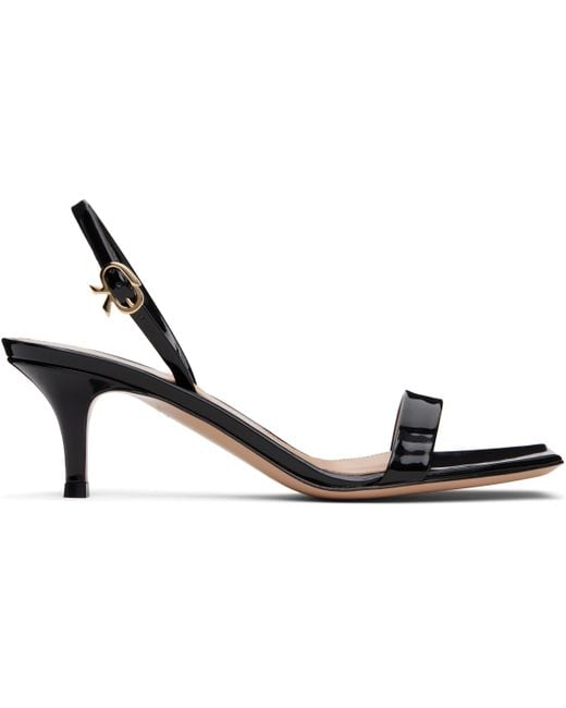 Gianvito Rossi Black Ribbon Kitten Heeled Sandals