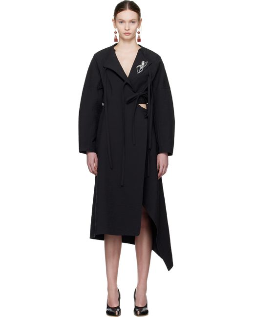 lady in a long black dress Black Backless Long Sleeve Midi Dress  trinarosh