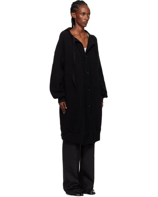 Yohji Yamamoto Black Jersey Twill Button D Cardigan