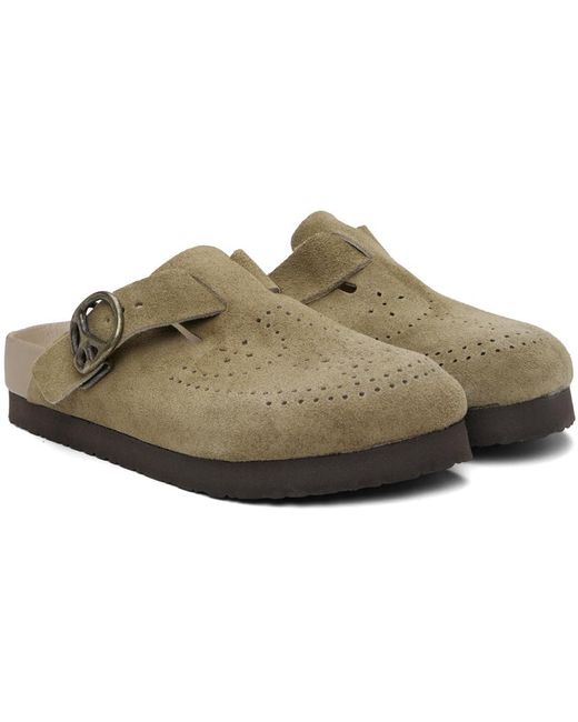 Needles Black Taupe Suede Clogs