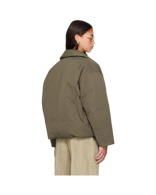 Bottega Veneta Brown Khaki Tech Nylon Down Puffer Jacket