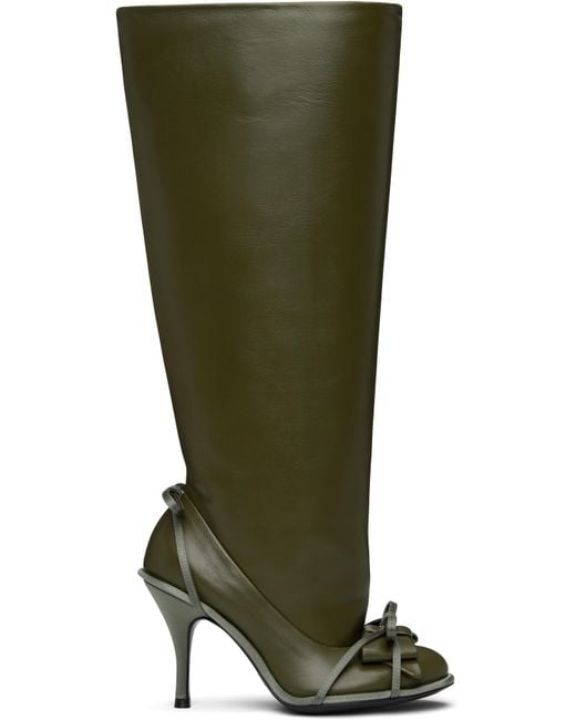August Barron Green Khaki Double Tall Boots