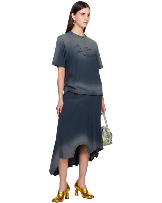 Acne ブルー レイヤード ミディアムワンピース Black