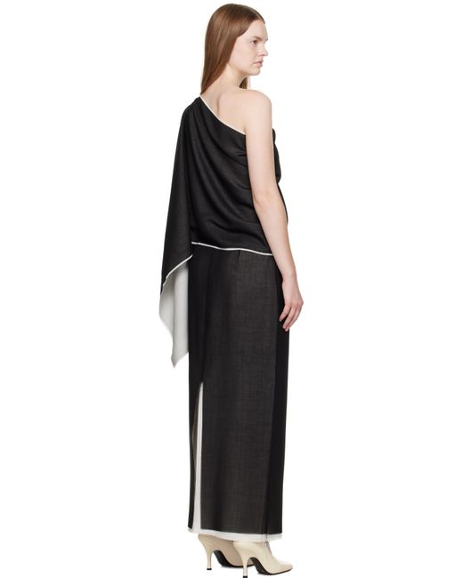 La Collection Macha Raw Scarf Top in Black | Lyst UK