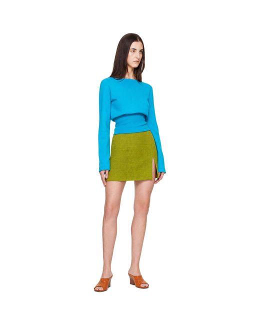 Balmain Yellow Bouclette Tweed Midi Skirt