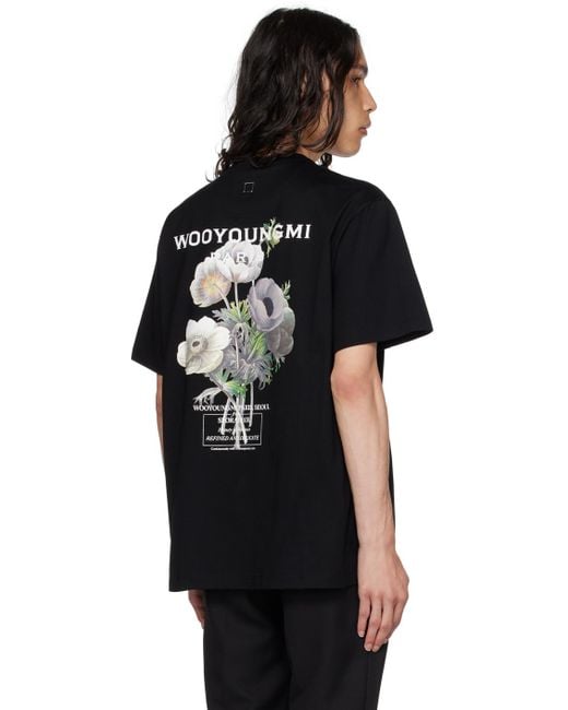 メンズ Wooyoungmi Flower Back Tシャツ Black