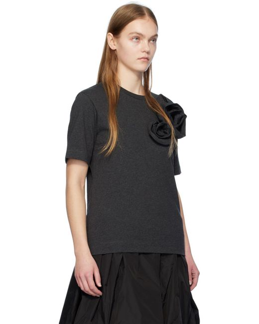T-shirt gris à appliqués floraux Simone Rocha en coloris Black