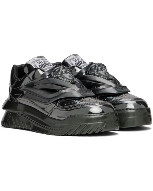 Versace Black Medusa Metallic Low-top Sneakers for men