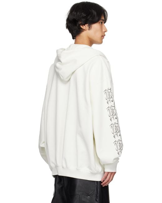 Vetements White Off- Cradle Of Filth Logo Oversized Zip-Up Hoodie for men