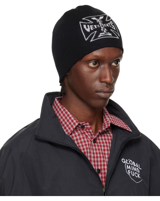 Vetements Biker Cross Logo Beanie in Black for Men | Lyst