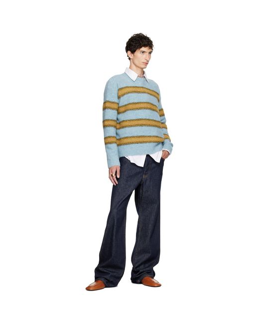 Dries Van Noten Blue Jacquard Wool Sweater for men