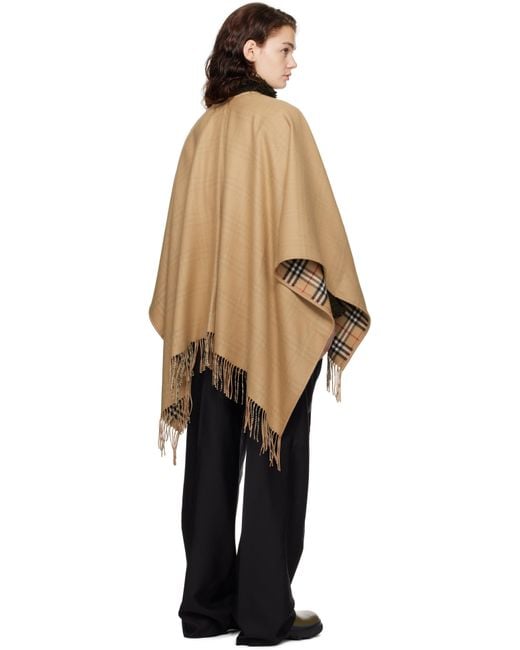 Burberry Black Check Wool Reversible Cape