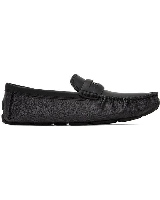 COACH Black Signature Coin Driver Loafers for men