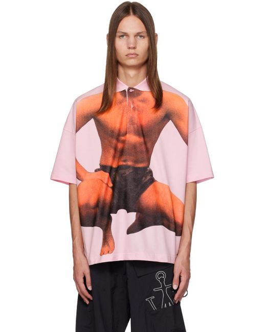 J.W. Anderson Orange Pink Printed Polo for men