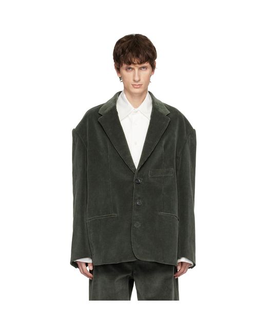 SOSHIOTSUKI Black Round Big Shoulder Corduroy Blazer for men
