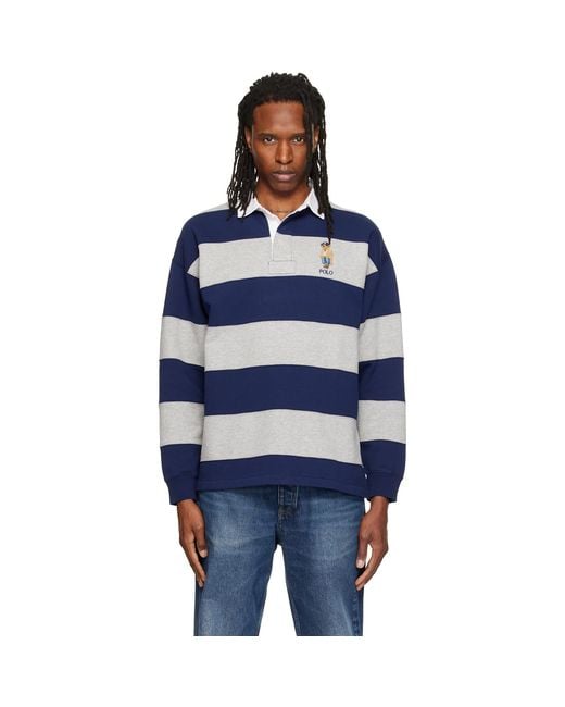 Polo Ralph Lauren Blue Big Fit Polo Bear Rugby Polo for men