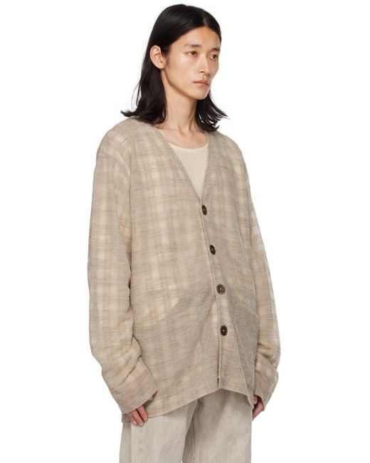 Our Legacy Natural Gray Check Cardigan for men