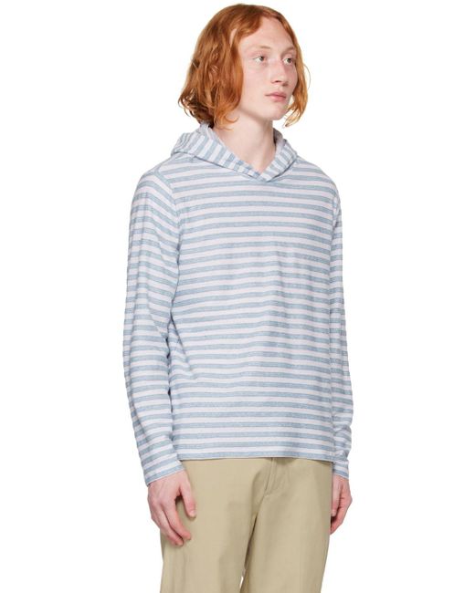 メンズ Vince ブルー ボーダー フーディ Multicolor