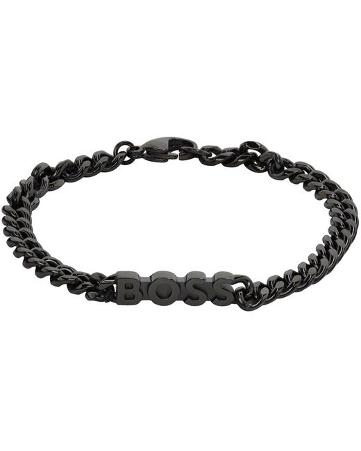 Boss Black Gunmetal Chain Bracelet for men