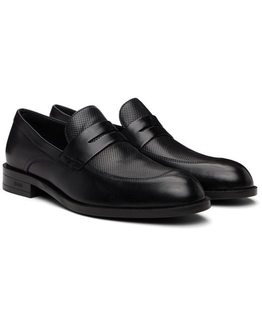 Boss Black Penny Trim Leather Loafers for men