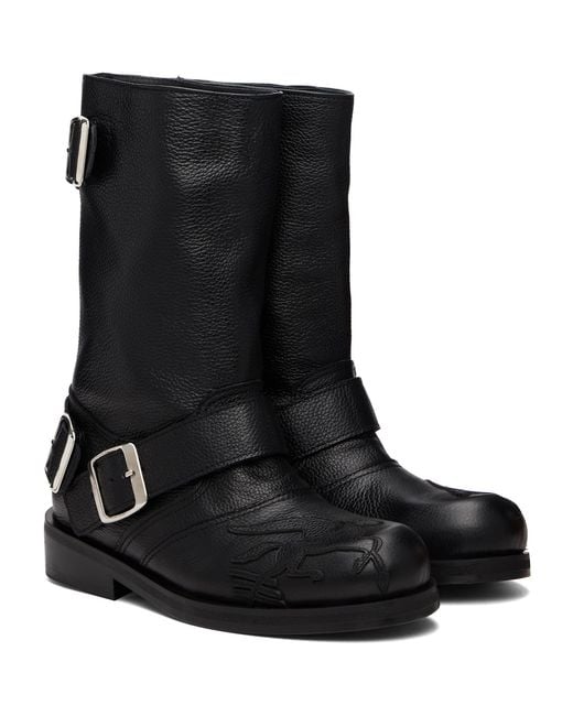 STEFAN COOKE Black Pegasus Biker Boots