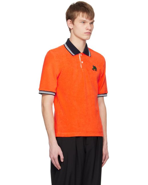 Marni Orange Graphic Patch Polo for men