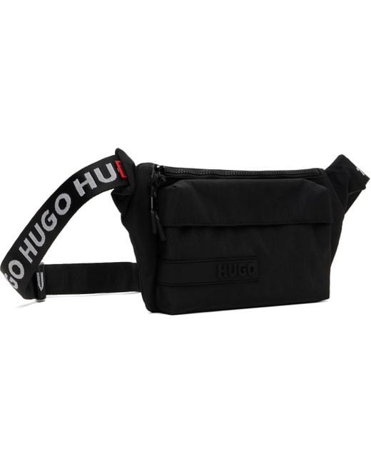 HUGO Black Logo Patch Belt Bag for men