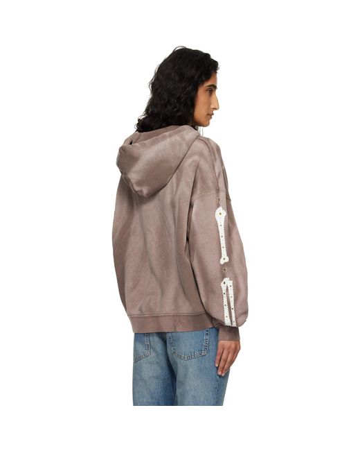 Amiri Brown Bones Studded Zip Hoodie