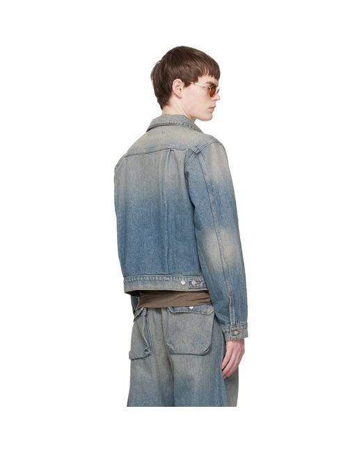 Reese Cooper Blue Washed Trucker Denim Jacket for men