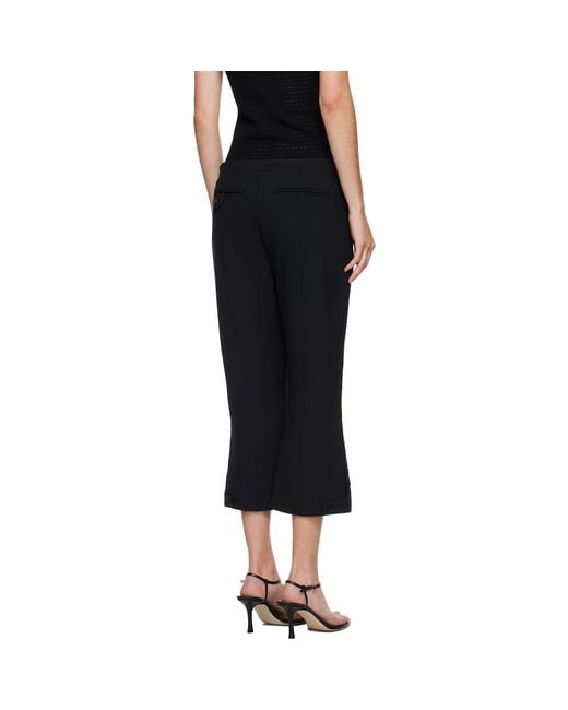 Victoria Beckham Black Tab Detail Cropped Trousers