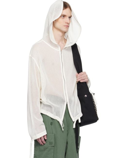 ★KENZO★ Paris Hooded Sweatshirt White FD55SW4484ME01 FD55S KENZO Paris Mesh Zip-up Hooded Sweatshirt in White for Men