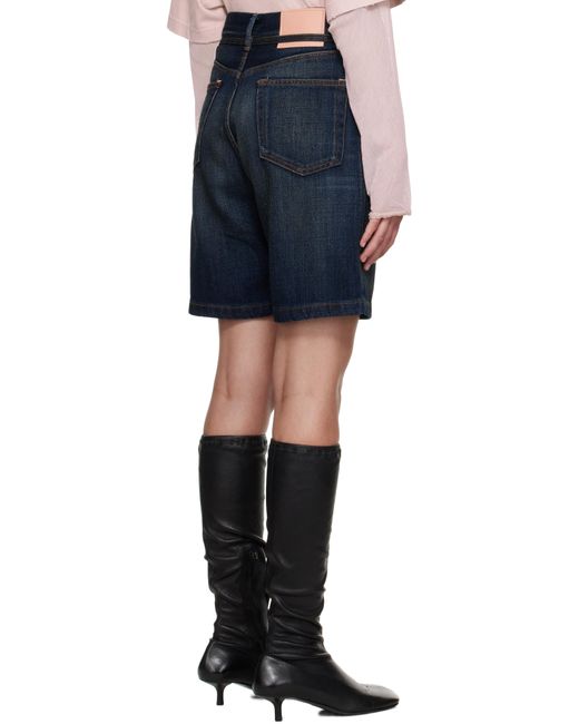 Acne ネイビー ルーズフィット デニムショートパンツ Blue