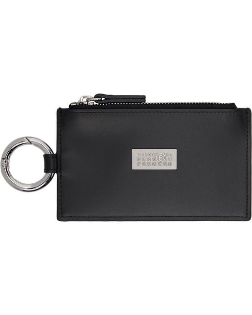 MM6 by Maison Margiela Black Numeric Leather Key Ring Wallet for men