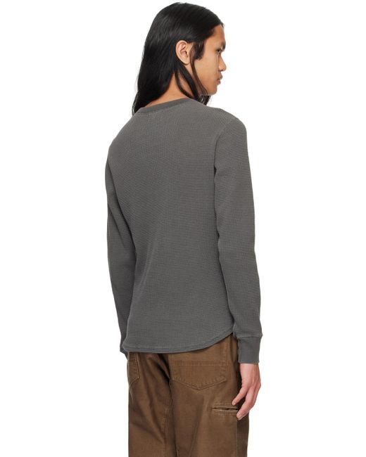 John Elliott Black Thermal Long Sleeve T-shirt for men