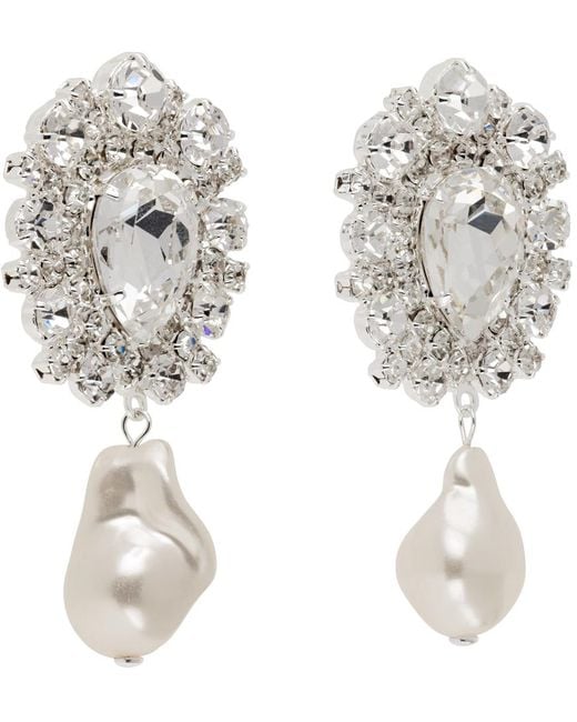 Magda Butrym White Crystal & Pearl Earrings