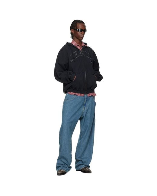 Vetements Blue 'Jesus Christ' Zip-Up Hoodie for men