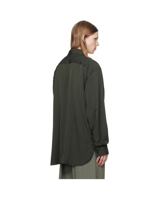 Dries Van Noten Green Flap Pocket Twill Shirt for men