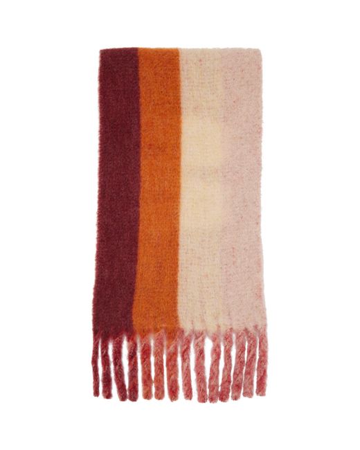 Marni Red Pink Fringed Scarf for men