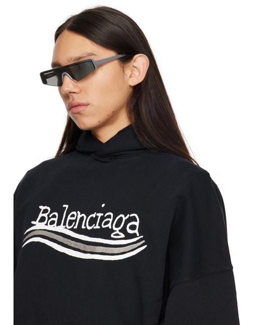 Balenciaga Gray Ski Sunglasses in Black for Men