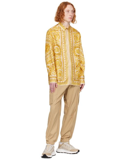 Versace Beige & Yellow Barocco Shirt for men