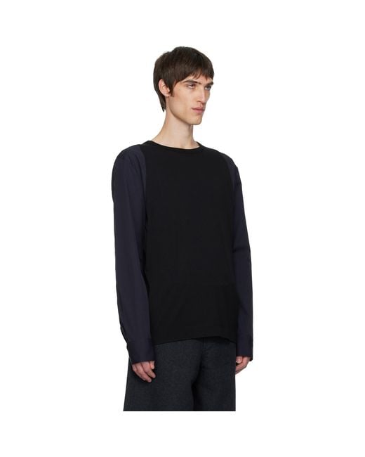 Dries Van Noten Black Contrast Sleeves T-Shirt for men