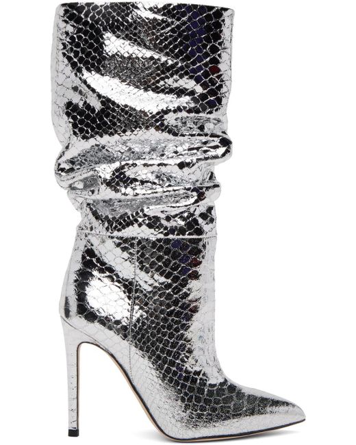 Paris Texas Gray Snake Slouchy Boots