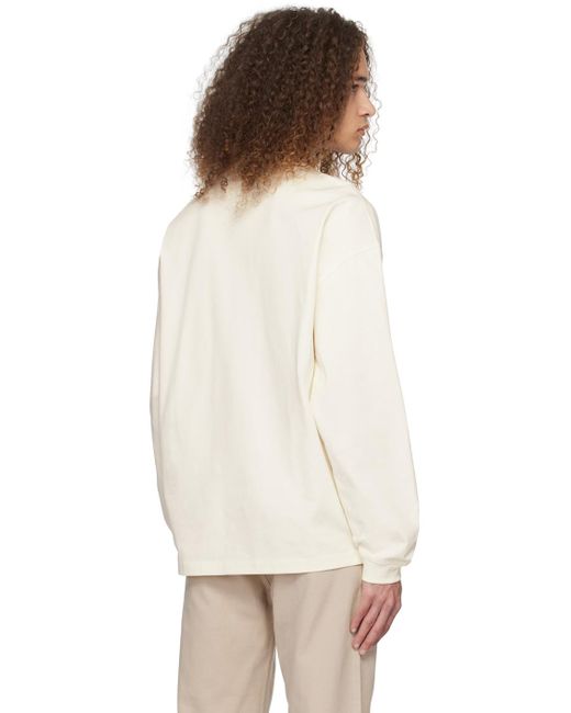 HUGO White Off- Relaxed Fit Long Sleeve T-shirt for men