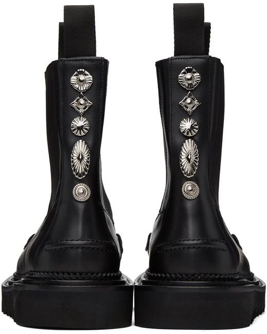 Toga Virilis Black Leather Chelsea Boots for men