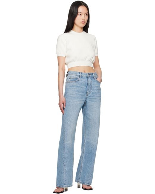 Alexander Wang オフホワイト ロゴエンボス リブ シェニール トップス Blue