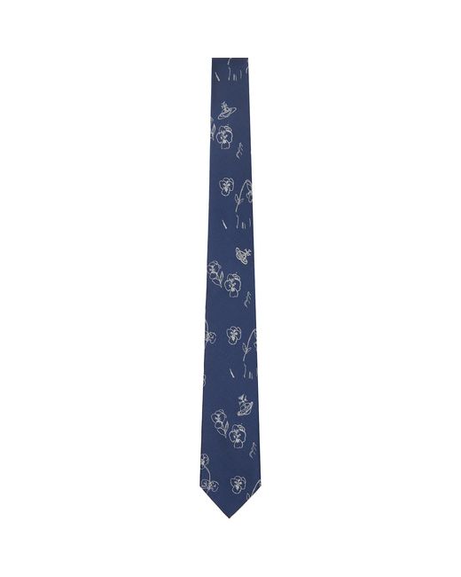 Vivienne Westwood Blue 7Cm 'Flower & Orb' Tie for men