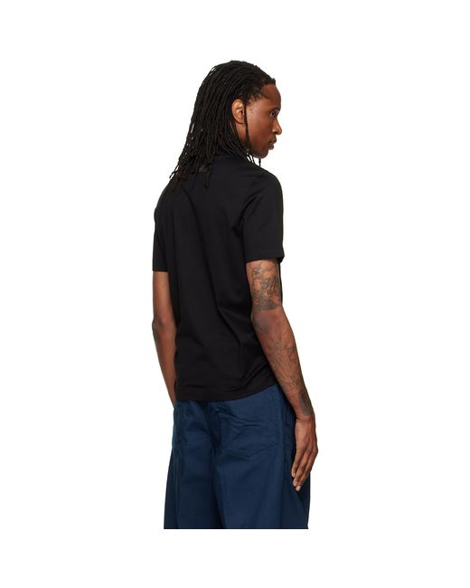 HUGO Black Stand Collar Slim-Fit Stretch Cotton T-Shirt for men